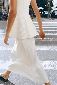 SATIN MIDI SKIRT