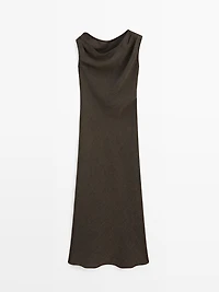 Robe midi 100 % lin détail épaule
