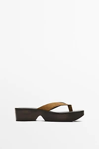 Leather wedge heel sandals