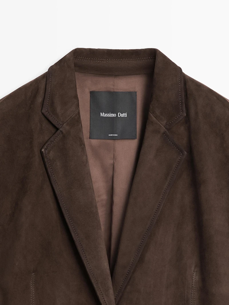 Long suede leather coat