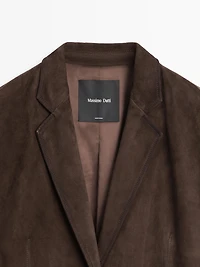 Long suede leather coat