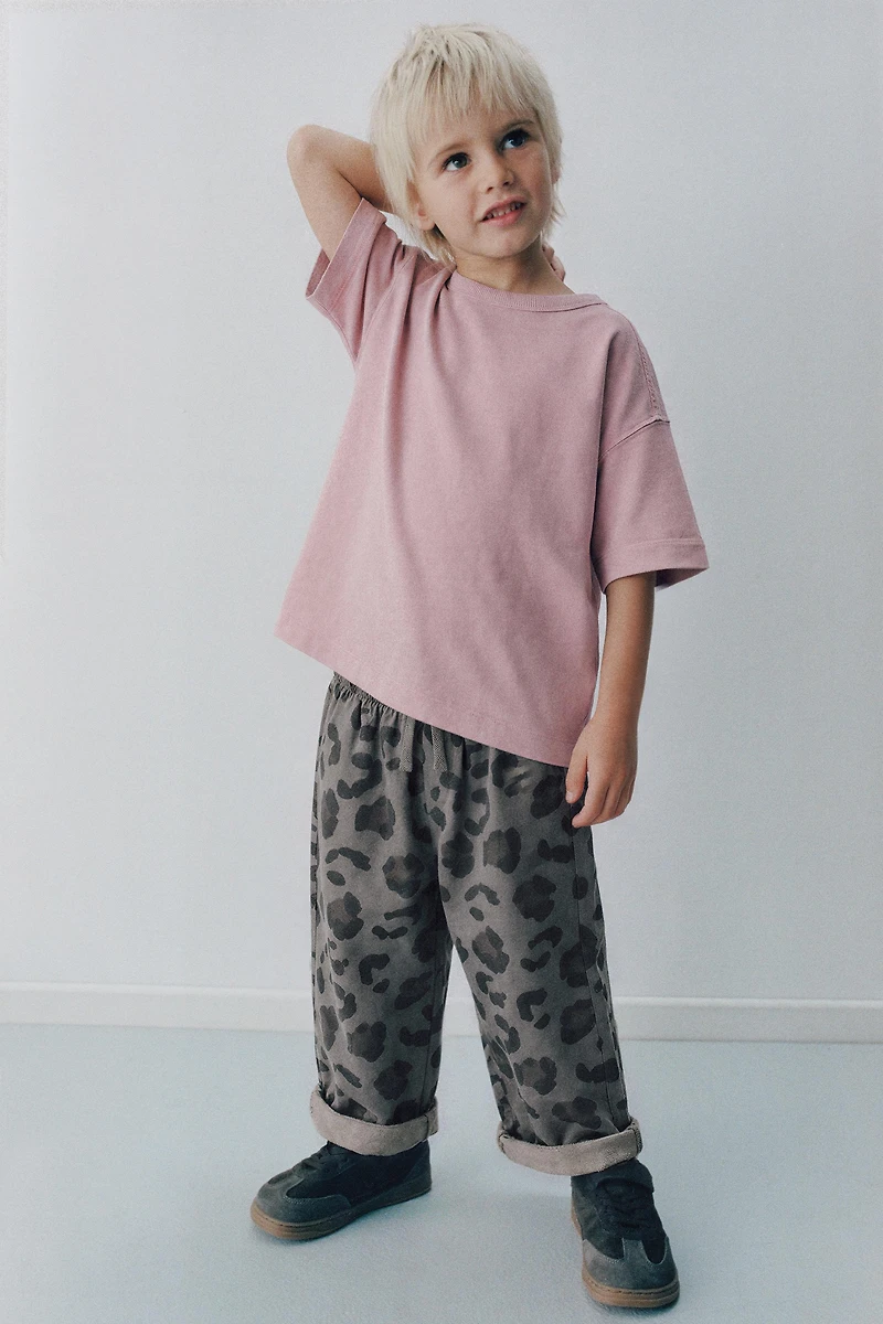 ANIMAL PRINT PLUSH STRAIGHT PANTS