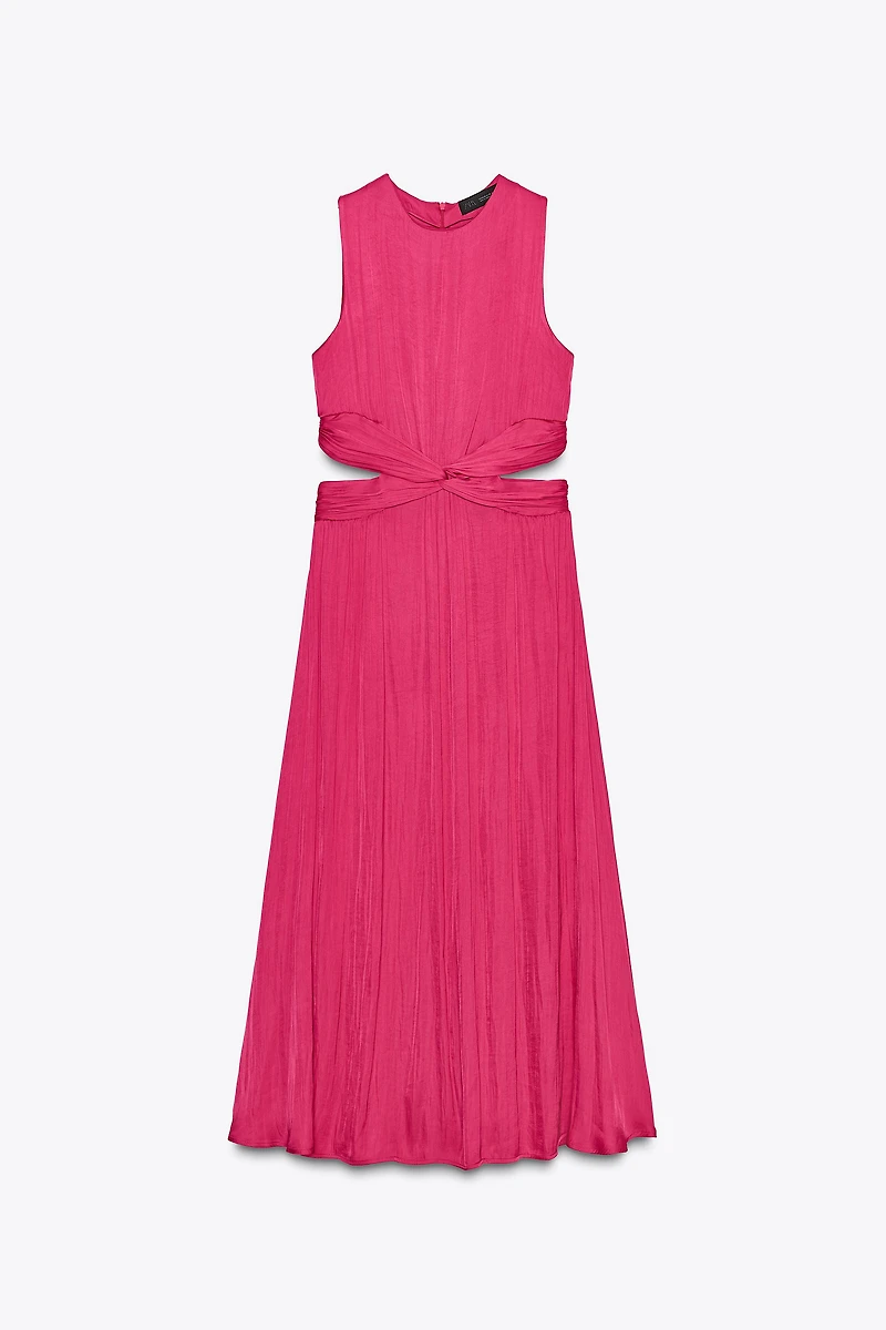 SATIN EFFECT CUT OUT MIDI DRESS