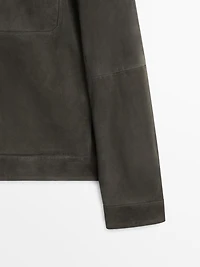 Veste poches cuir daim