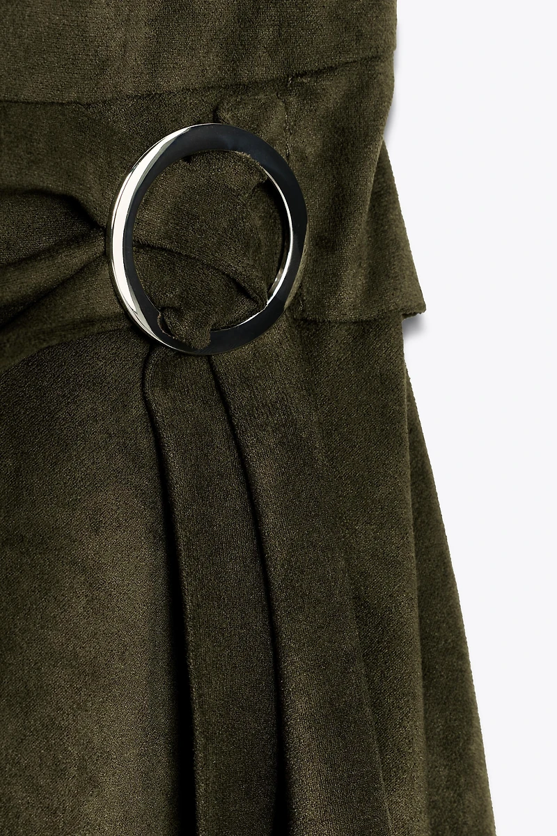 ASYMMETRICAL FAUX SUEDE DRESS