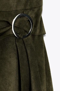 ASYMMETRICAL FAUX SUEDE DRESS