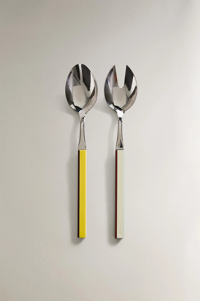 ENSEMBLE COUVERTS À SALADE MANCHE RAYÉ (LOT DE 2) X COLLAGERIE