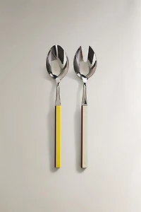 SALAD FLATWARE SET WITH STRIPED HANDLE (SET OF 2) X COLLAGERIE