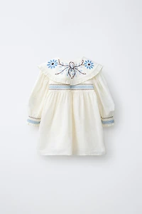 CHEMISE COL CLAUDINE FLEURS BRODÉES