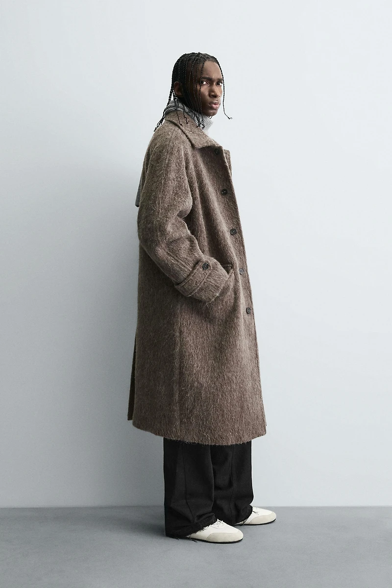 FAUX FUR WOOL COAT