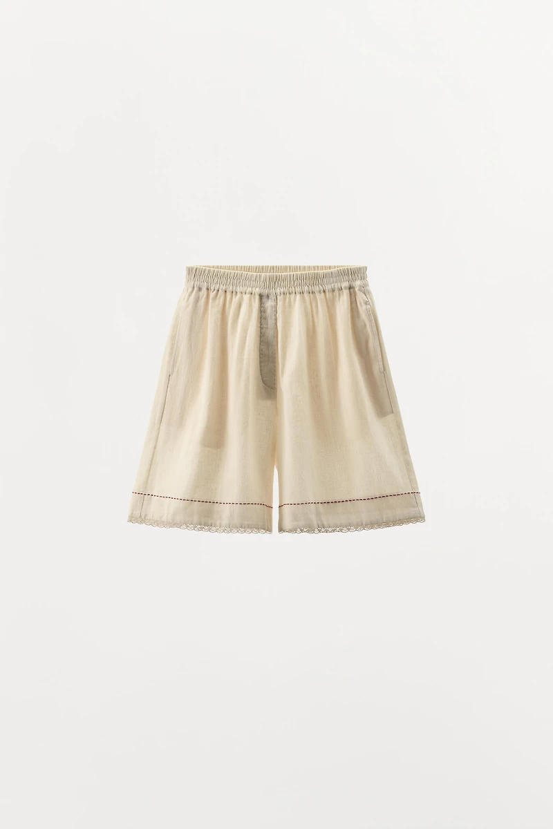 CONTRAST LINEN BERMUDA SHORTS LIMITED EDITION