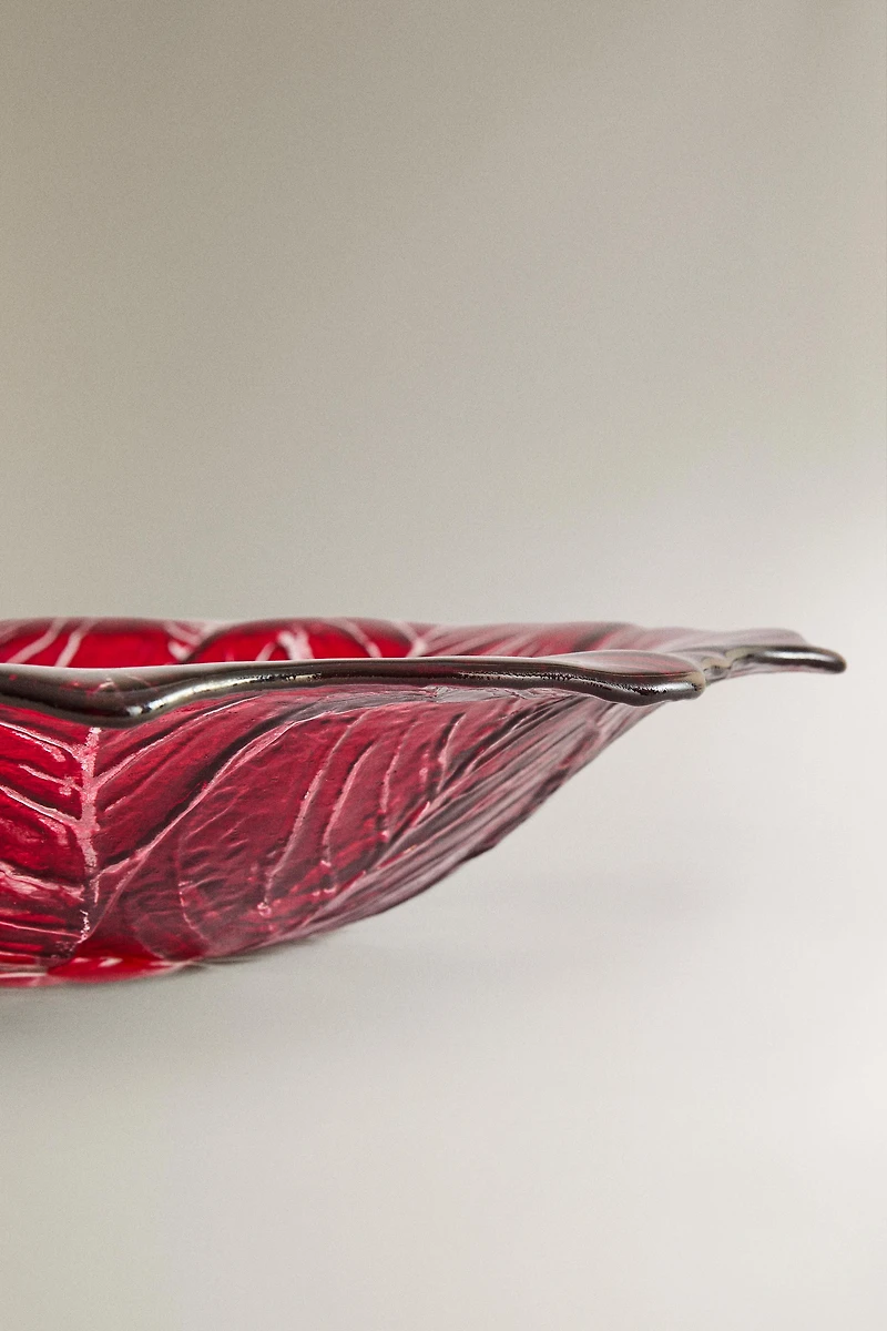 CHRISTMAS FLOWER GLASS SERVING DISH