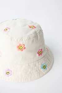 SMILEYWORLD ® EMBROIDERED FLORAL BUCKET HAT