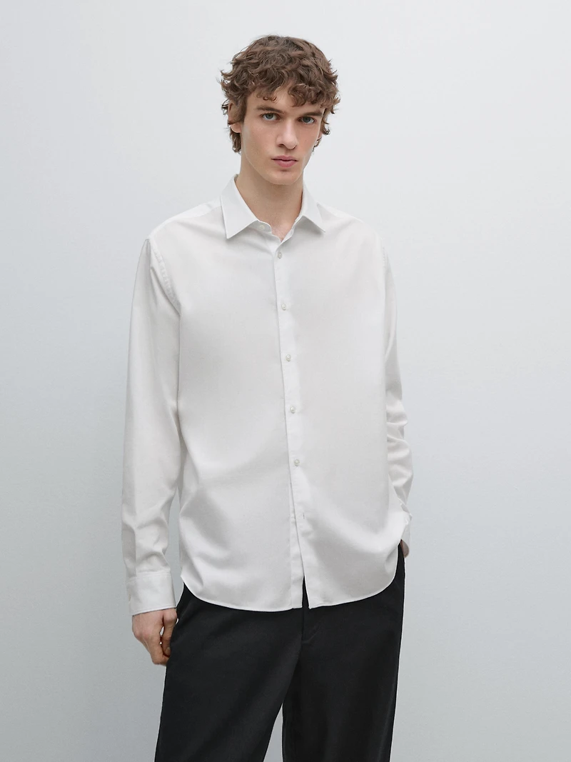 Chemise slim chinée en twill