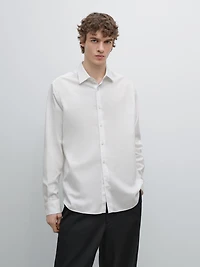 Chemise slim chinée en twill