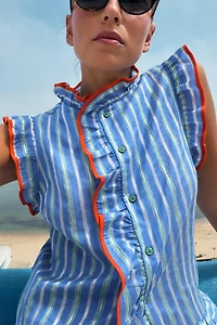 STRIPED RUFFLE SHIRT