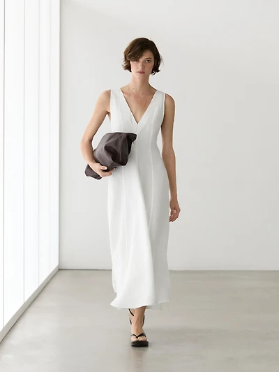Flowing linen blend midi dress