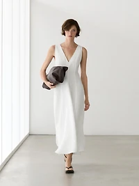 Flowing linen blend midi dress