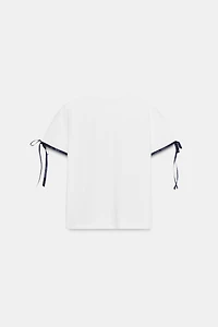 CONTRAST BOW T-SHIRT