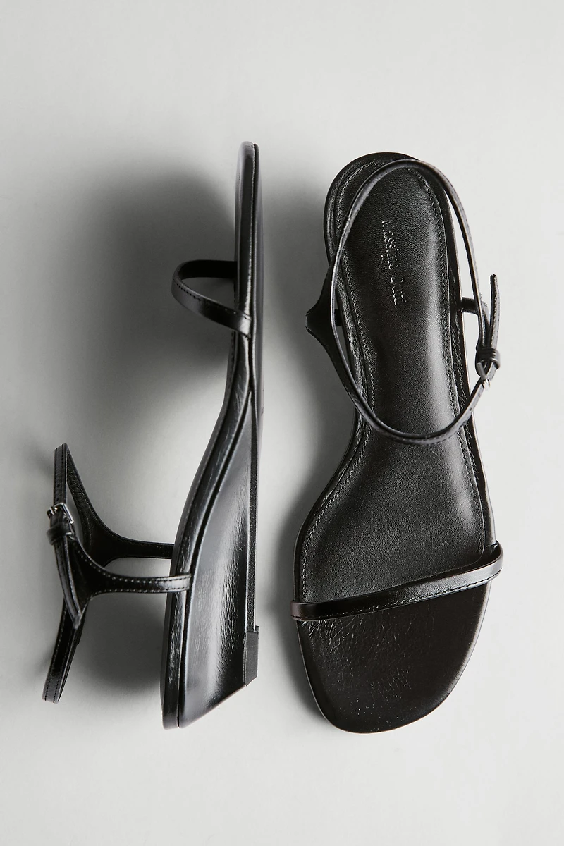 Strappy leather mid-wedge sandals