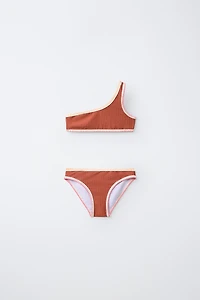 6-14 YRS / SEERSUCKER BIKINI WITH CONTRAST PIPING