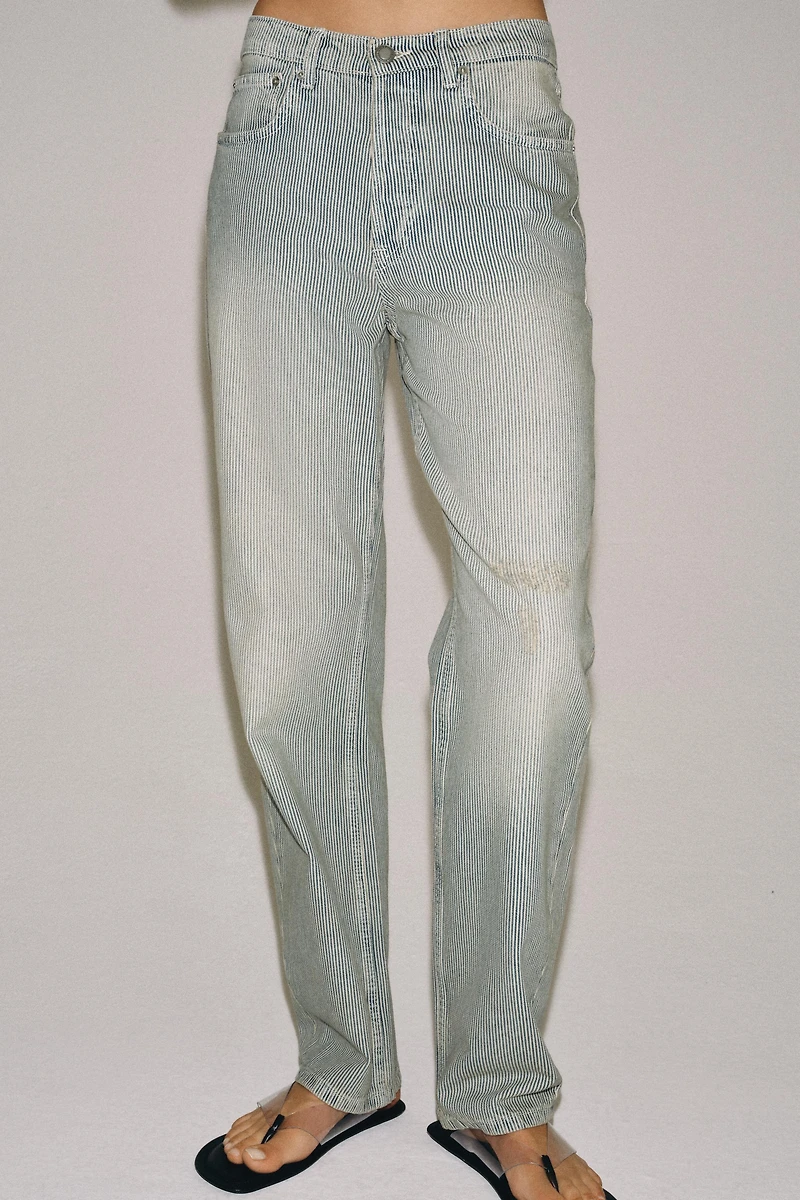 JEAN ZW COLLECTION DROIT TAILLE BASSE À RAYURES