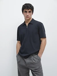 Short sleeve polo shirt with zip detail