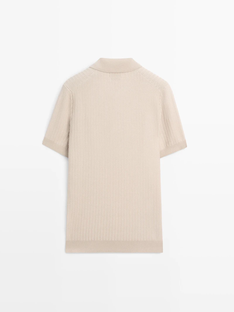 Jacquard knit polo sweater