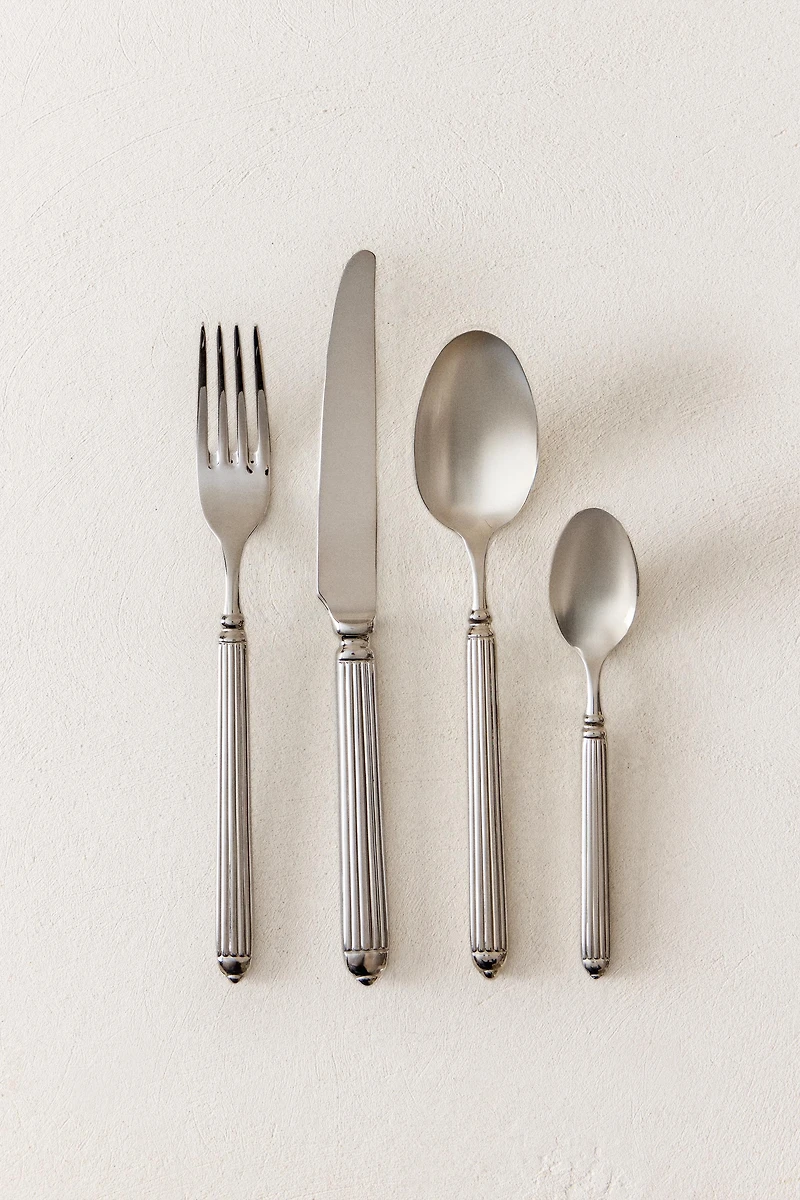 4-PIECE RIBBED STEEL FLATWARE SET