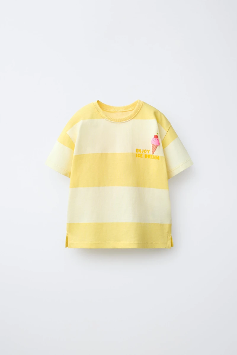 T-SHIRT À RAYURES ET IMPRIMÉ FRUITS EN RELIEF
