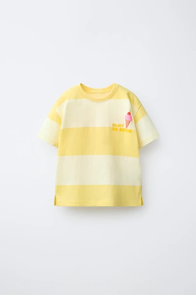 T-SHIRT À RAYURES ET IMPRIMÉ FRUITS EN RELIEF