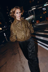 METALLIC THREAD BOMBER JACKET