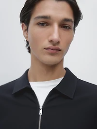 Long sleeve zip-up polo shirt