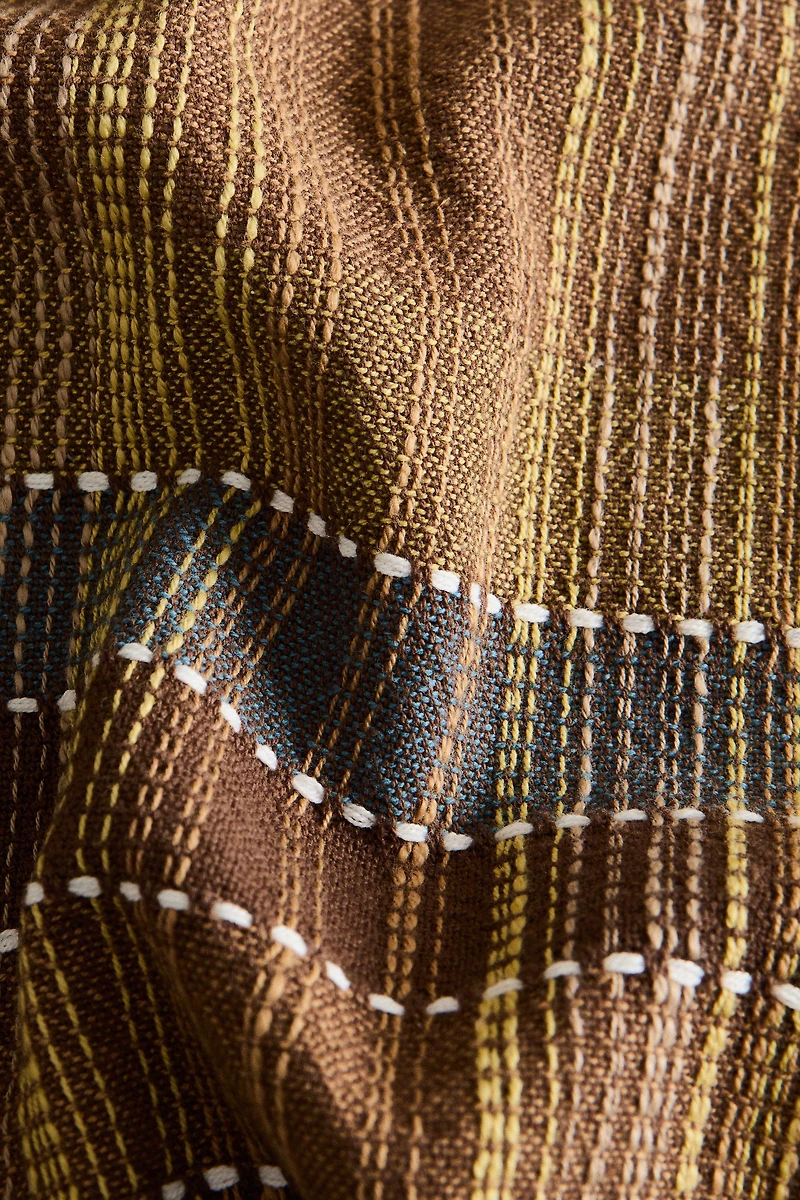 PLAID COTON RAYURES FRANGES