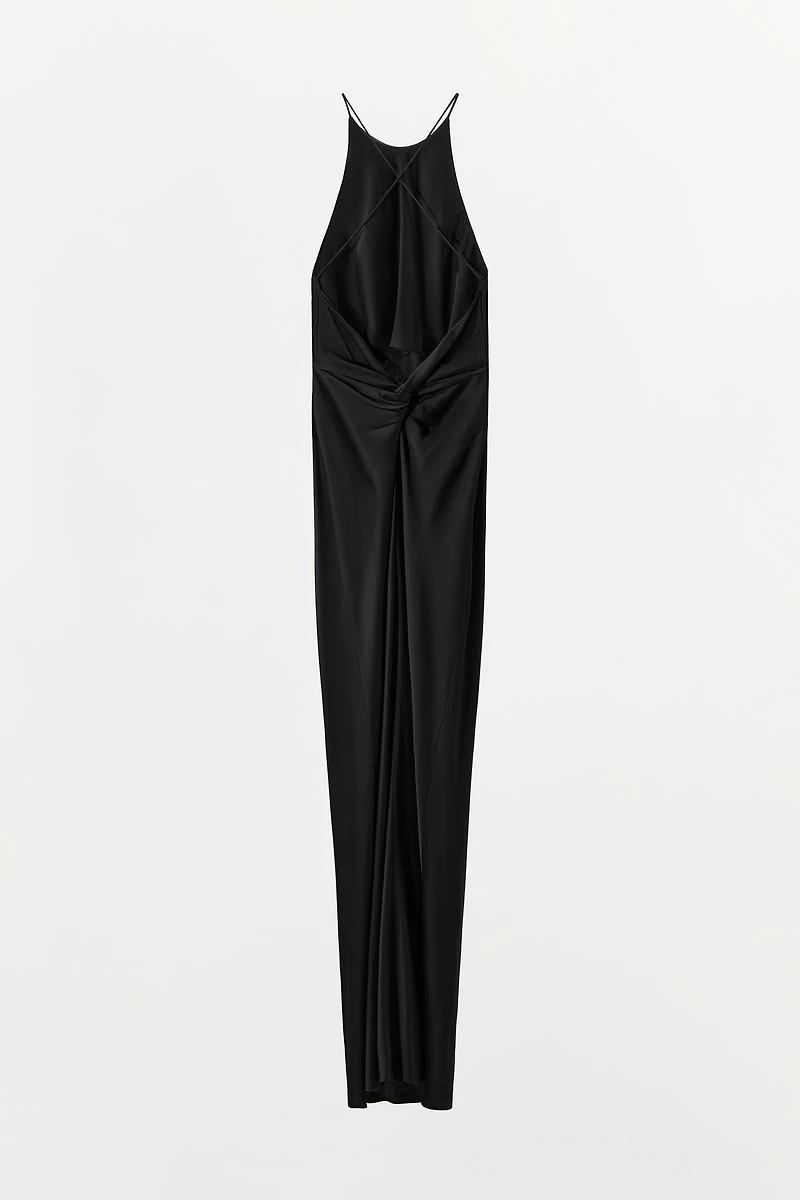 LONG SLIP DRESS WITH KNOTTED BACK
