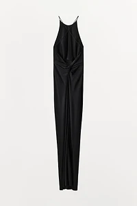 LONG SLIP DRESS WITH KNOTTED BACK