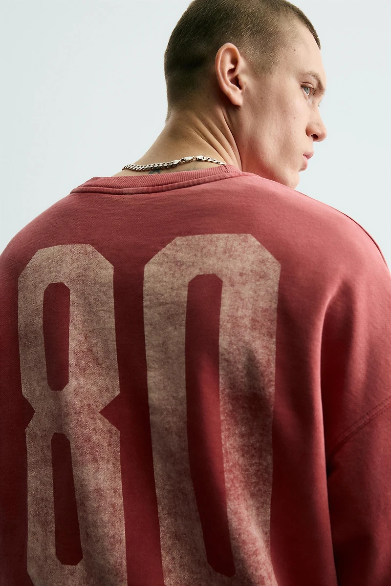 WASHED COMBINATION PRINT SWEATSHIRT