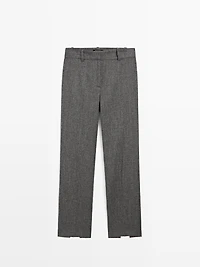 Pantalon de tailleur chiné en laine mélangée