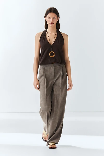 Check wool suit trousers