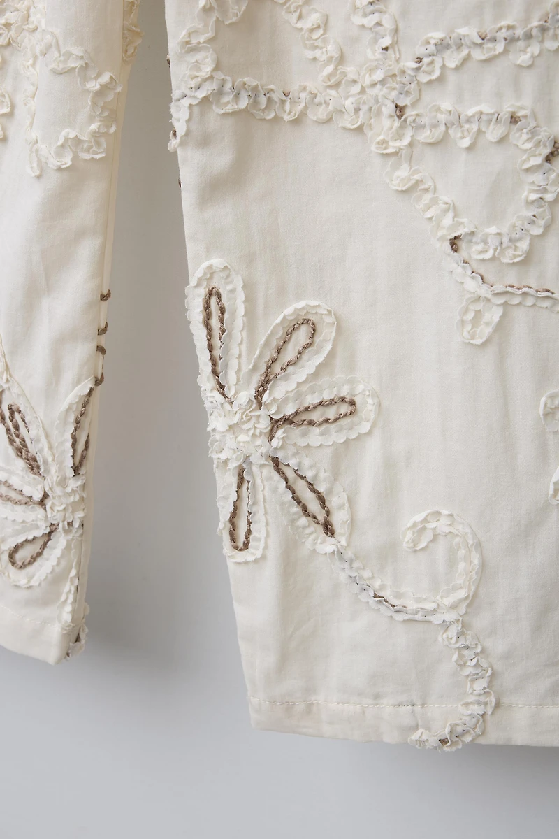 PANTALON DROIT FLEURS BRODÉES