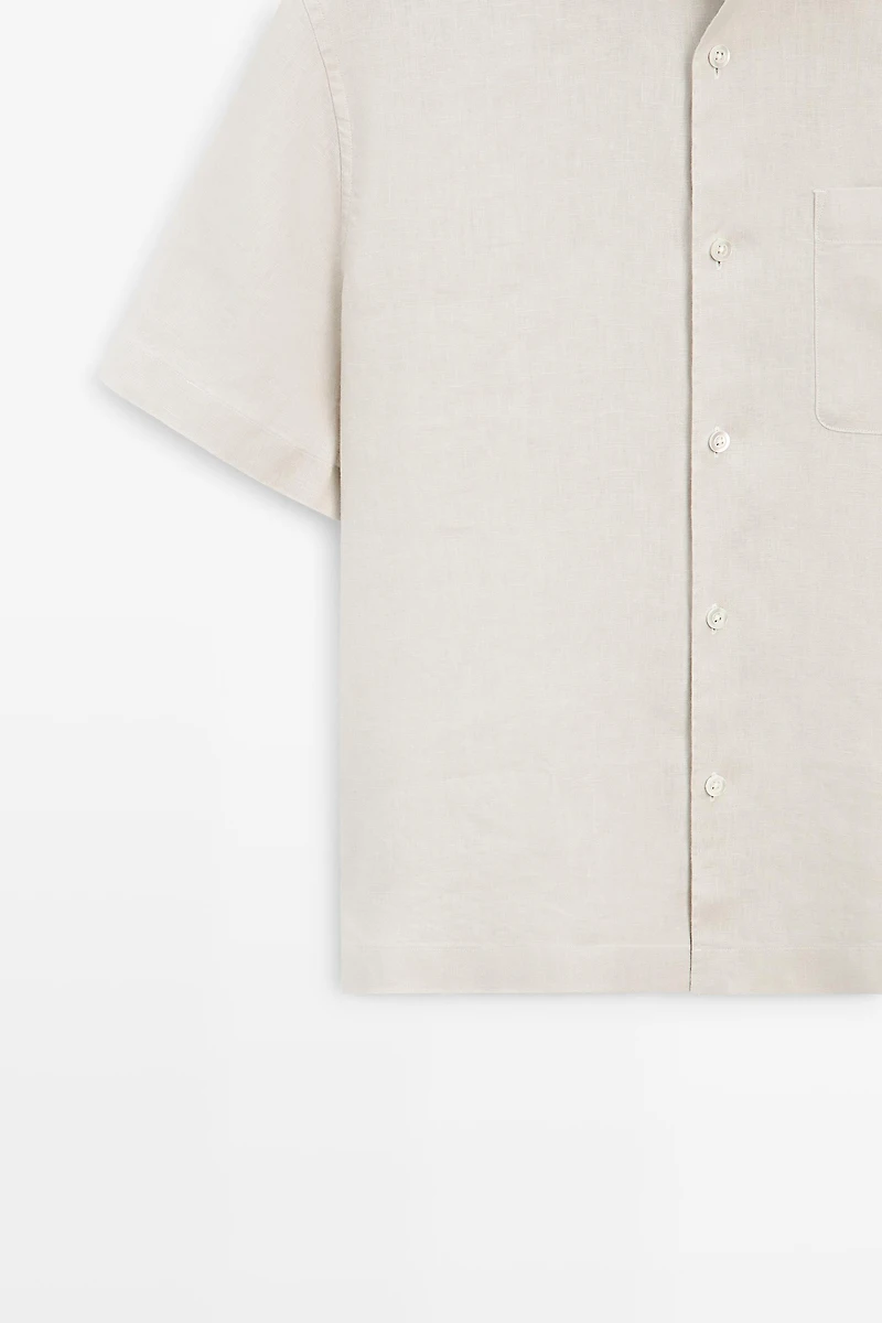 Chemise regular fit manches courtes 100% lin