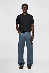 Jean jambe large 100 % lin