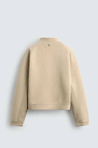 CROPPED FIT NEOPRENE EFFECT SWEATSHIRT WITH STUDS