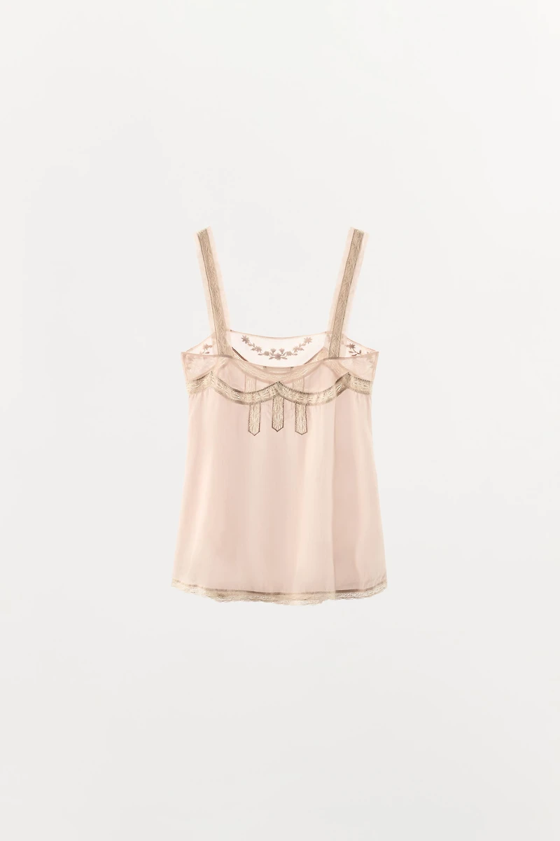 BEADED LACE COMBINATION TOP