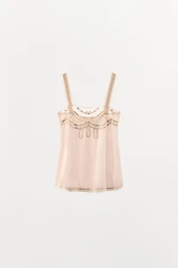 BEADED LACE COMBINATION TOP
