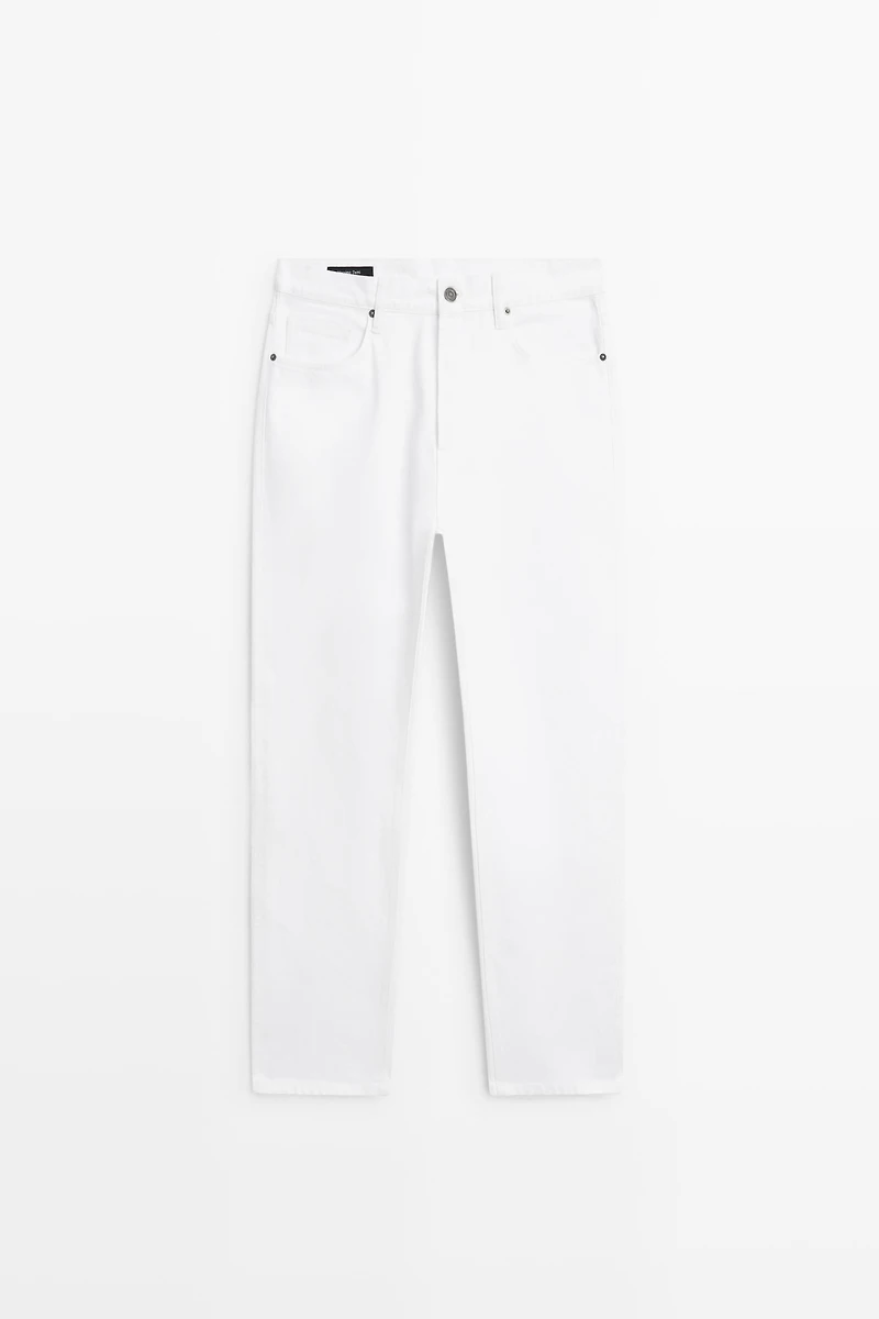 Straight-leg denim-effect trousers
