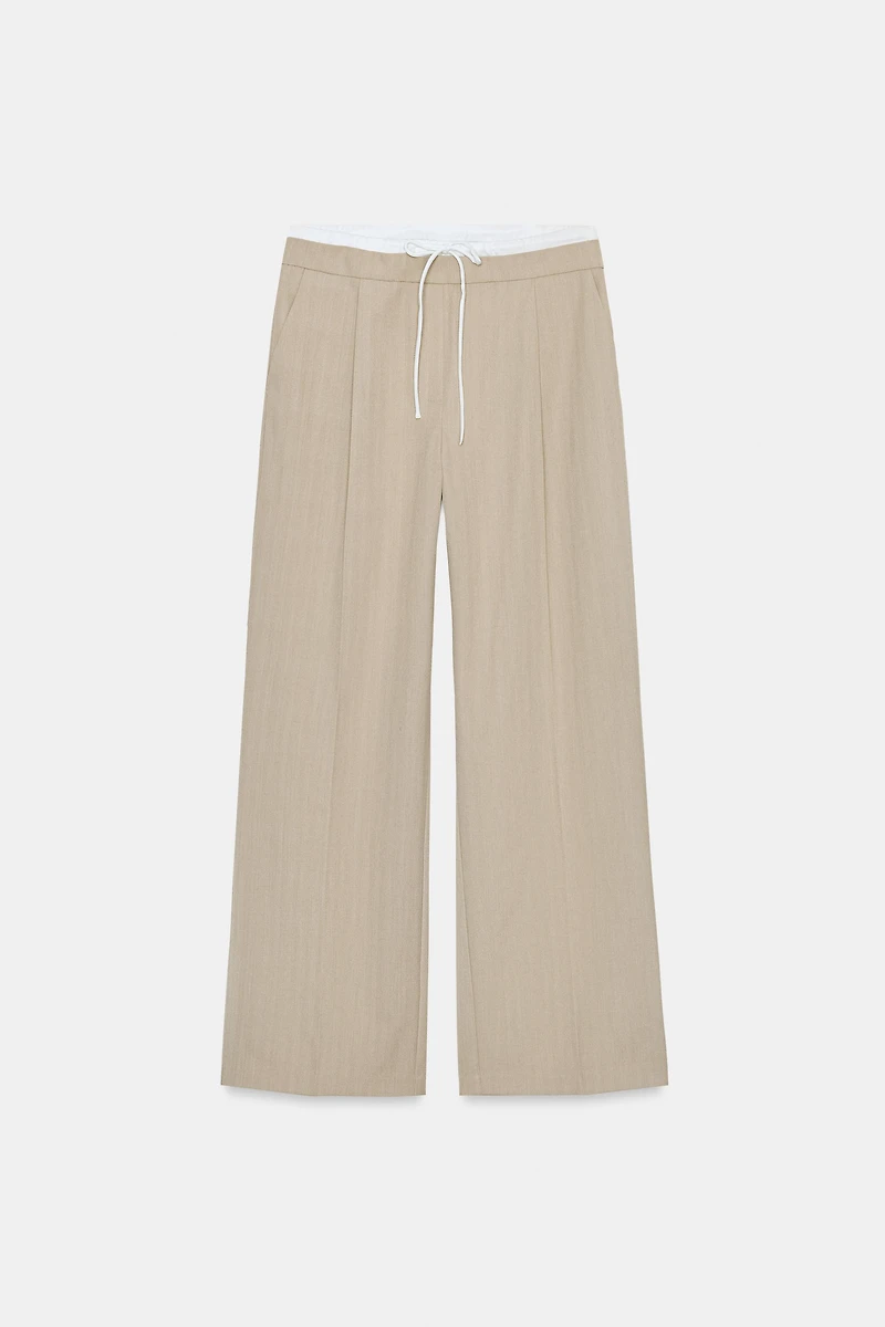 WIDE LEG PANTS WITH DOUBLE WAISTBAND