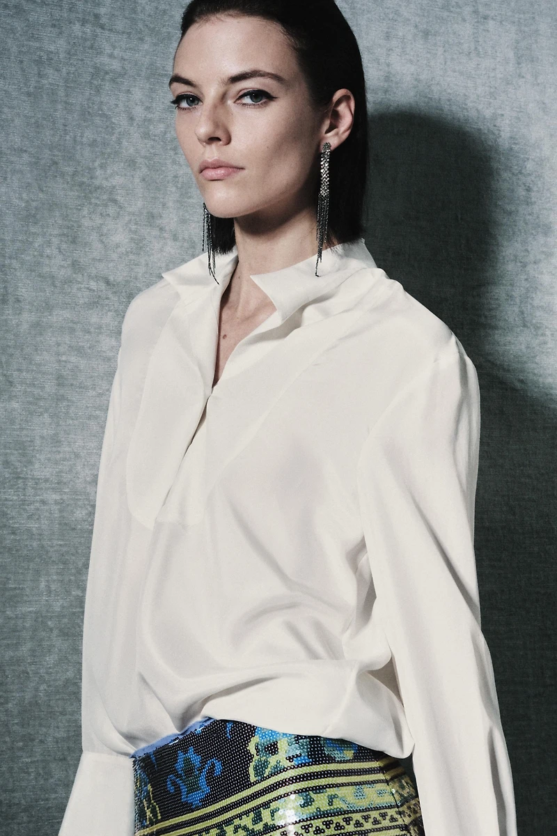 100% SILK BIB SHIRT ZW COLLECTION LIMITED EDITION