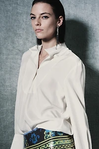 100% SILK BIB SHIRT ZW COLLECTION LIMITED EDITION