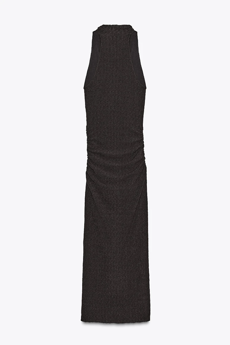 TEXTURED HALTER LONG DRESS